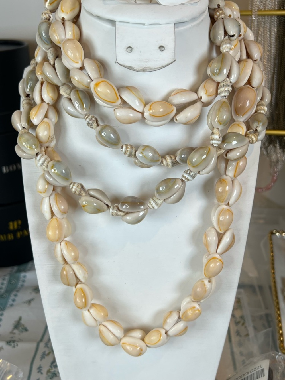 Shell Bead Multi-Strand Necklace - Cream & Beige